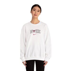 🎀 White Nike Sweatshirt – Pink Bow Logo – M to XL – Brand New